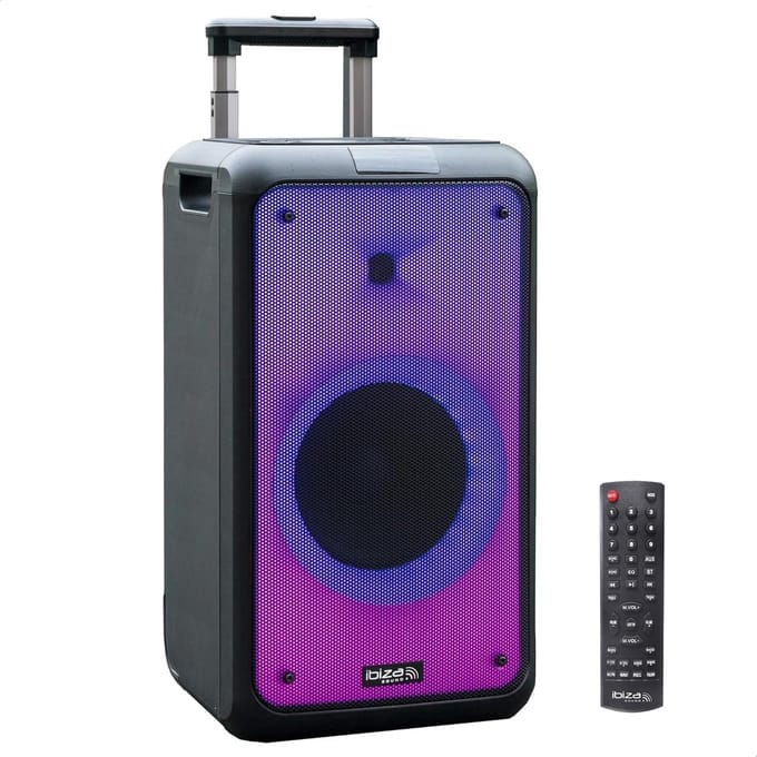 Draagbare Accu Luidspreker - Feest Speaker - Muziek Afspelen Buiten - Met LED Effect - 8 Inch - Zwart