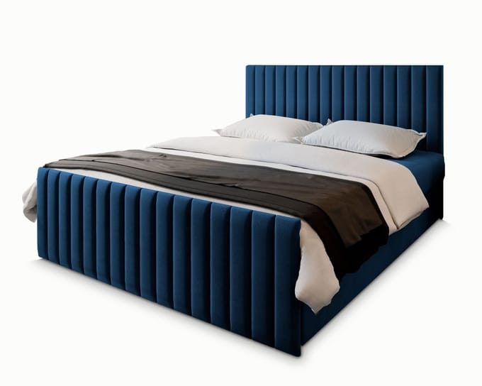 Boxspring ARION 160x200 cm met matras en topper, bedkasten - Blauw