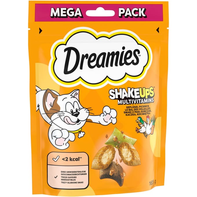 4x 165g Dreamies Shakeups Multivitamins Gevogelte Picknick Kattensnacks