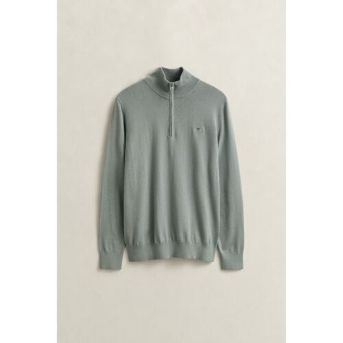 Gant Trui Classic Cotton Half Zip Ceramic Grey / male