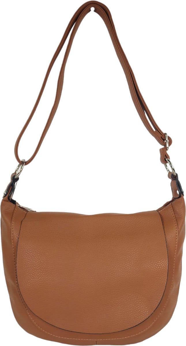 Flora & Co - Paris - crossbody schoudertas - lange instelbare draagriem - flap en ritssluiting - camel/bruin