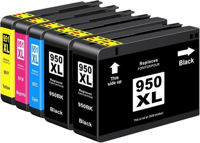 Cartouches d'Impression - 1001 PILES BATTERIES - 950/951XL - Pack de 5 - Haut Rendement - Compatible HP