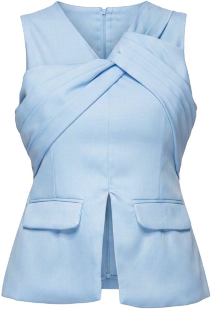 OMBRE Top - Slim Fit - Mouwloos - Rits Blauw S