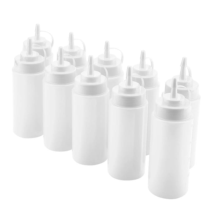 460ml 10 stuks / Set Plastic Condiment Dispenser voor Saus Olie Room Azijn (Wit) rood