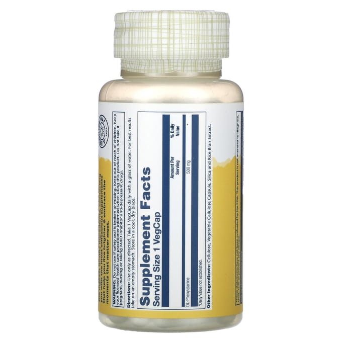 Dlpa, Dl-Fenylalanine, 500Mg, 60 Plantaardige Capsules