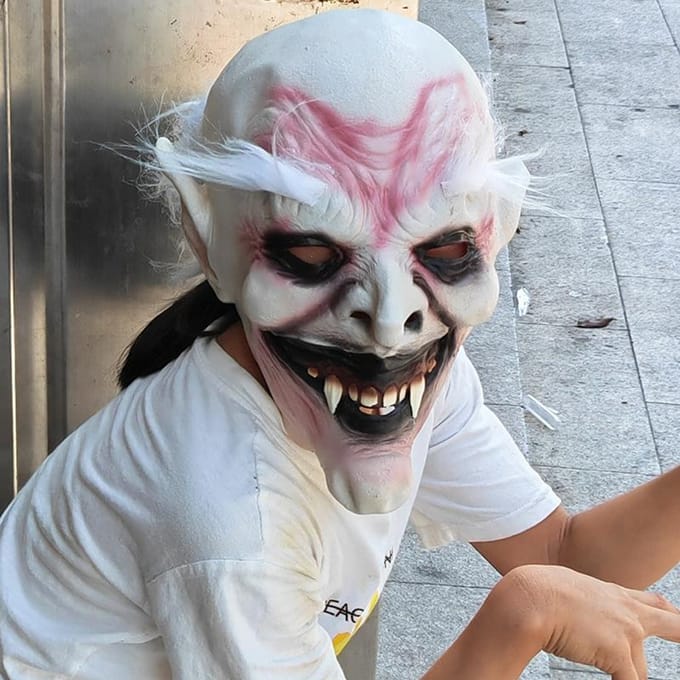 Masque de monstre à sourcils blancs pour Halloween, accessoires effrayants pour performance de vampire One size blanc