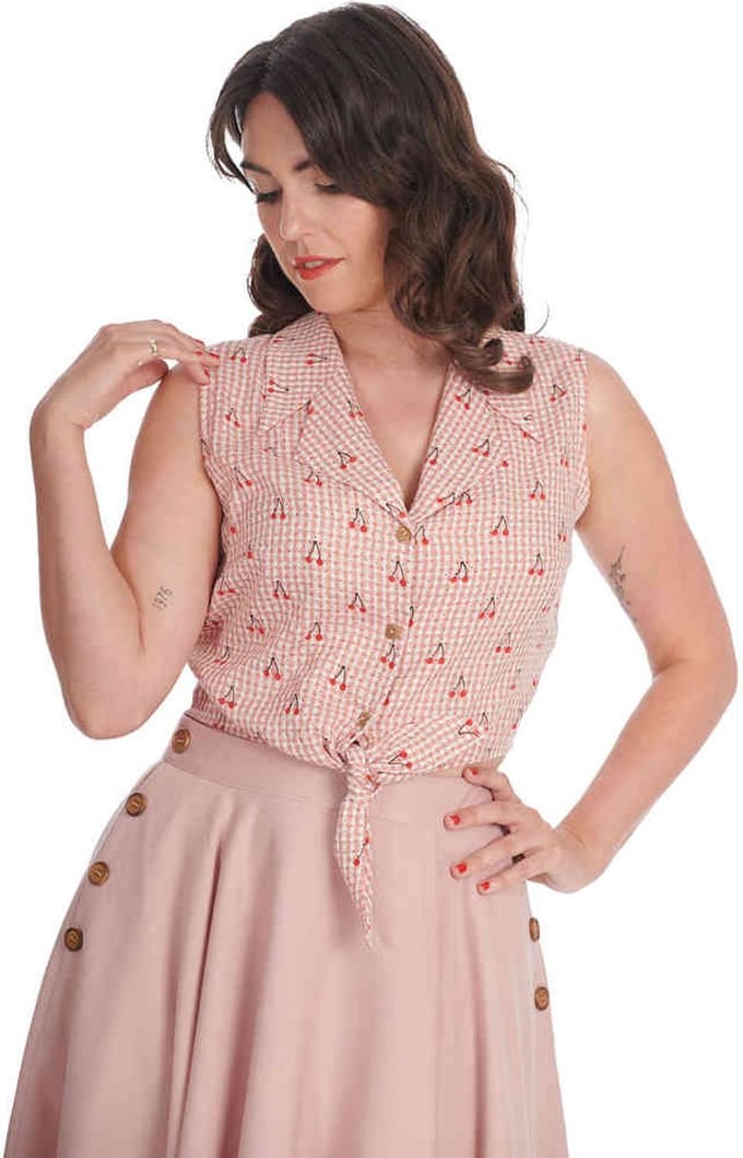 Banned - Sweet Pea Blouse - S - Rood