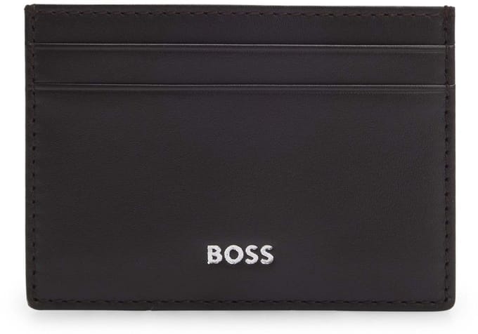 BOSS Leren kaarthouder Randy Card Holder Dark Brown donkerbruin