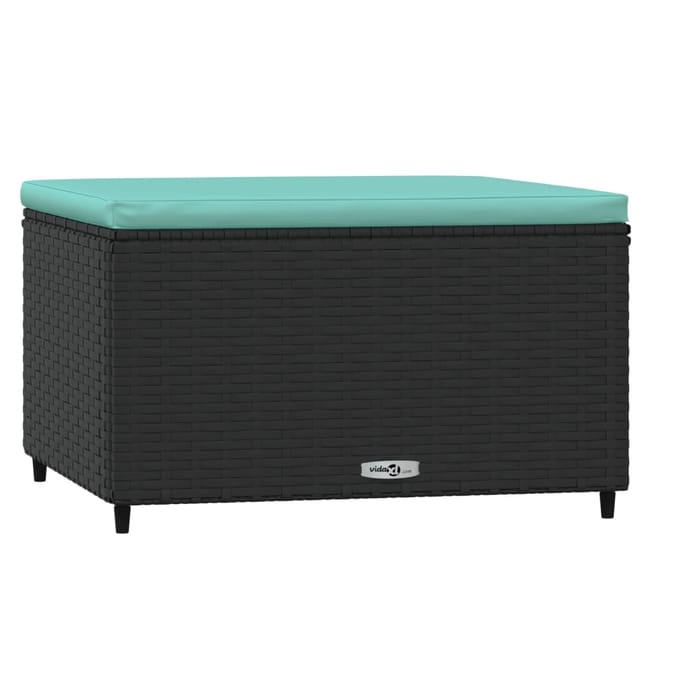 vidaXL - Voetensteunen - 2 - st - met - kussens - poly - rattan - zwart