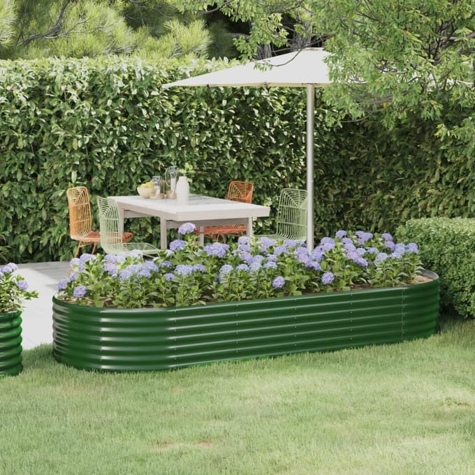 vidaXL - Plantenbak - 249x100x36 - cm - gegalvaniseerd - staal - groen