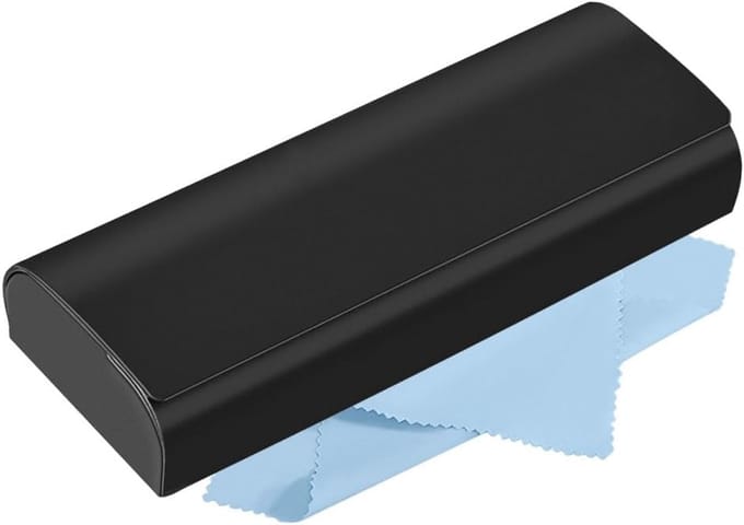 Hard Case PU Leather Case Black Robust Hard Shell Glasses Case for Men Women Shockproof Scratch-Resistant Soft Lining - ShopVlot