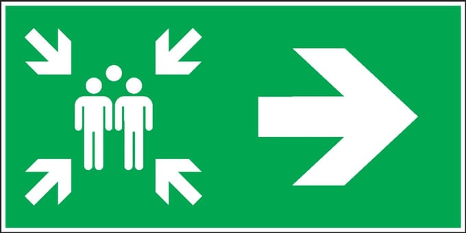 Verzamelplaats bord met pijl rechts - aluminium 400 x 200 mm