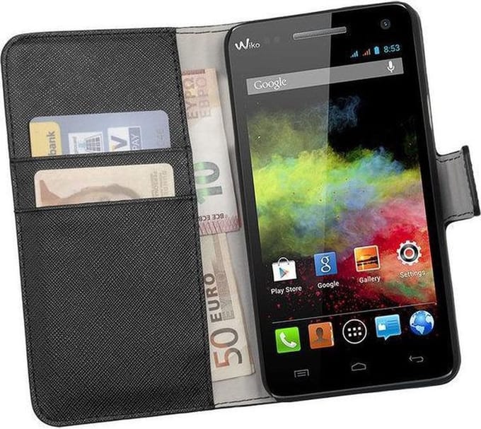 HC Zwart Wiko Rainbow Bookcase Wallet case Telefoonhoesje