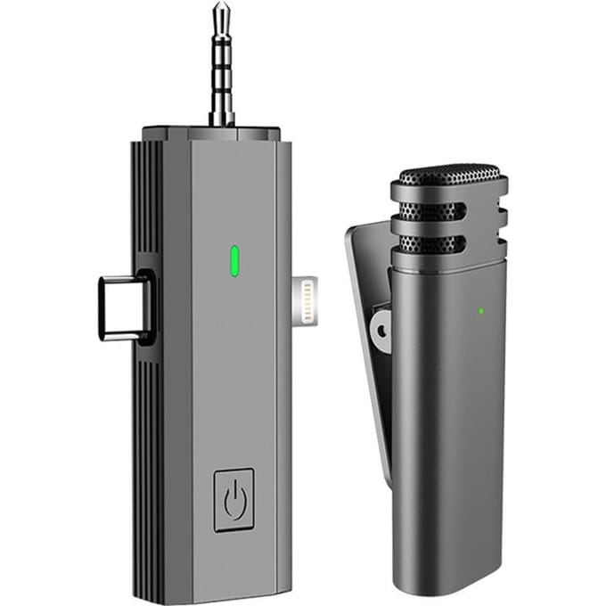Mini draadloze lavaliermicrofoon 3-in-1-ontvanger voor mobiele telefoon 360 graden omnidirectionele reversmicrofoon 1