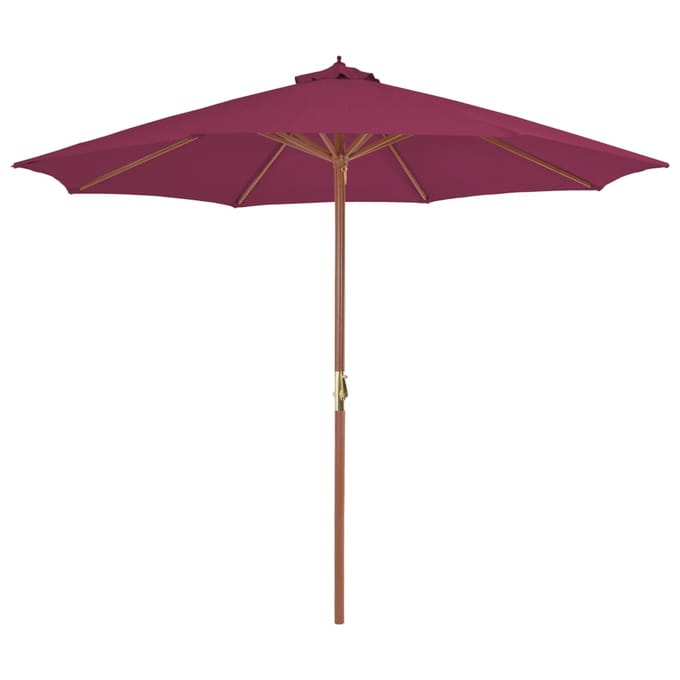 vidaXL - Parasol - met - houten - paal - 300 - cm - bordeauxrood
