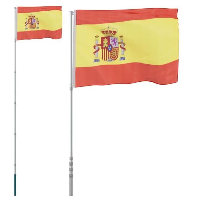 vidaXL - Vlag - met - vlaggenmast - Spanje - 5,5 - m - aluminium