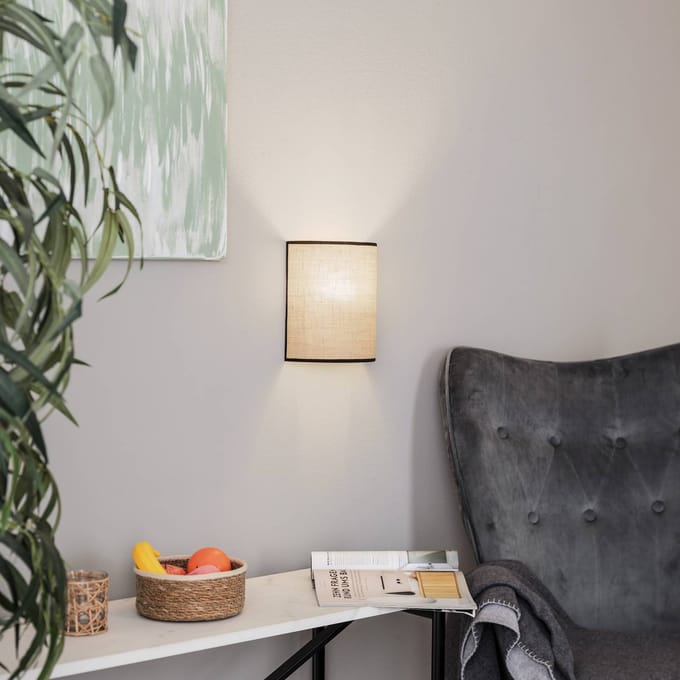 Duolla Wandlamp jute &black, naturelbruin, halfronde