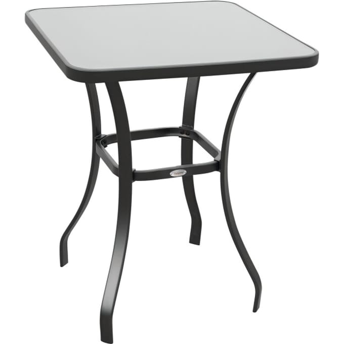 4goodz Bistrotafel Vierkant met Geharde Glasplaat 69 cm - Zwart