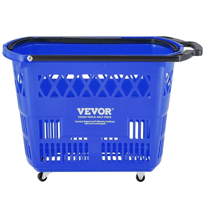 Plastic Rolstoel Boodschappentrolley Mand Op Wielen 6 STUKS 39L met Handvat