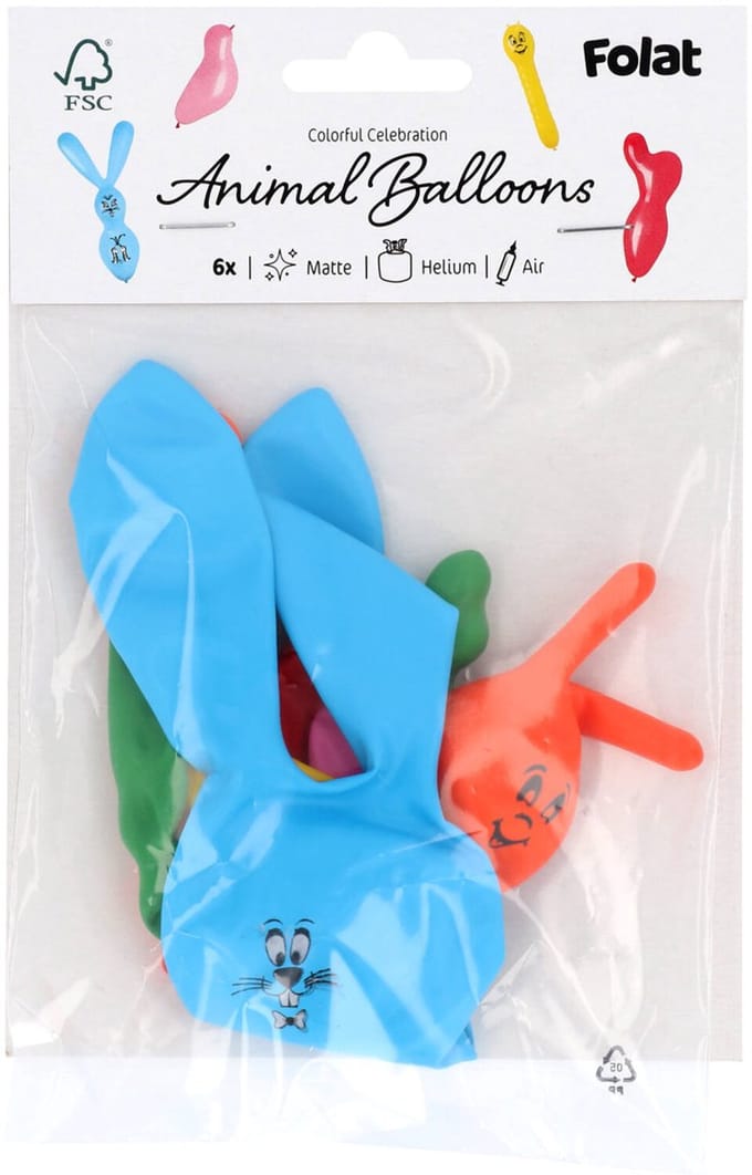 Dieren ballonnen - Stripetastic - Assorti - 6 stuks