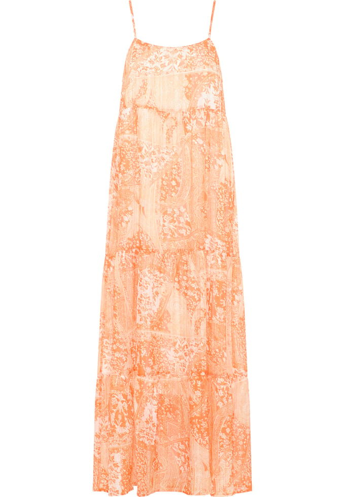 IZIA Maxi jurk Dames Oranje Wit