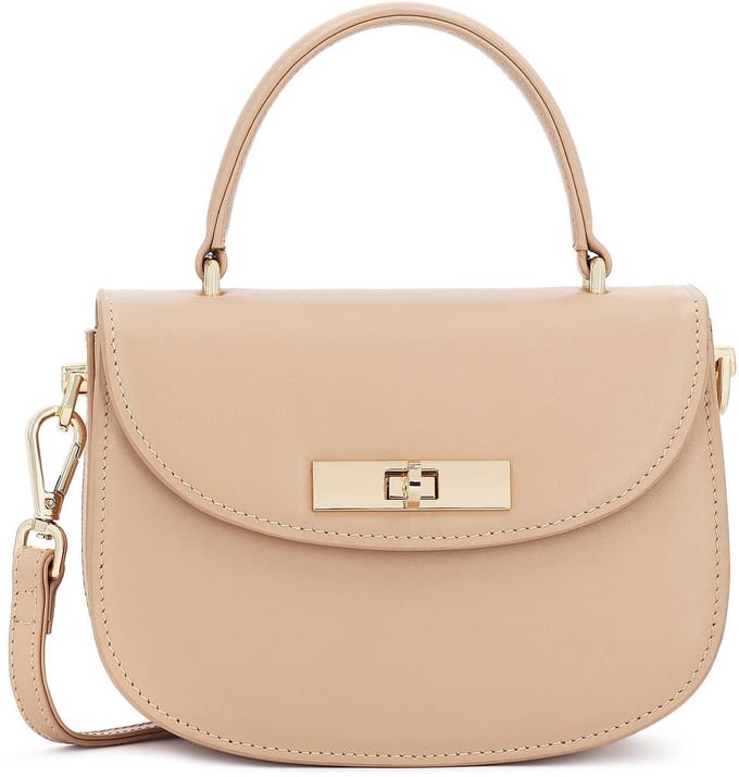Beige handbag with elegant clasp KAZAR