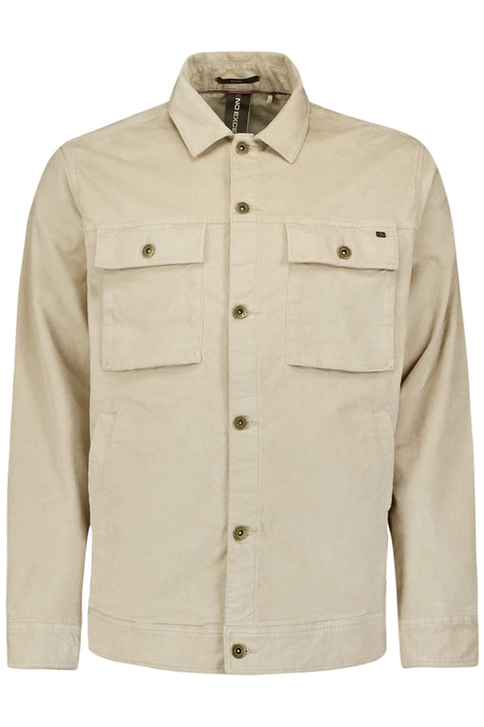 No Excess Overshirt Button Closure Fine Corduroy Stretch Cement Größe: M | Leichte Jacken Outlet | Herren