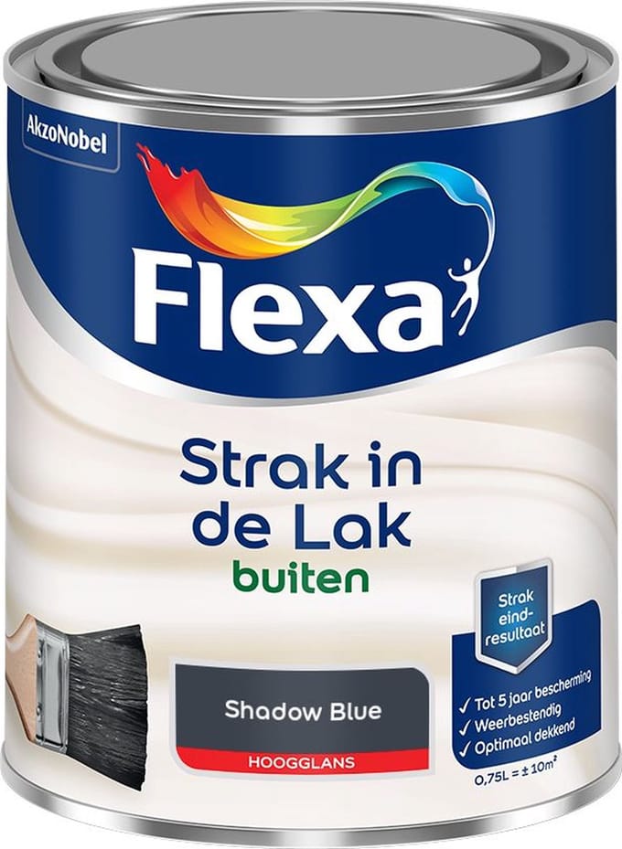 Flexa - Strak In De Lak Buitenlak Hoogglans - Shadow Blue - Mengverf - 750 Ml