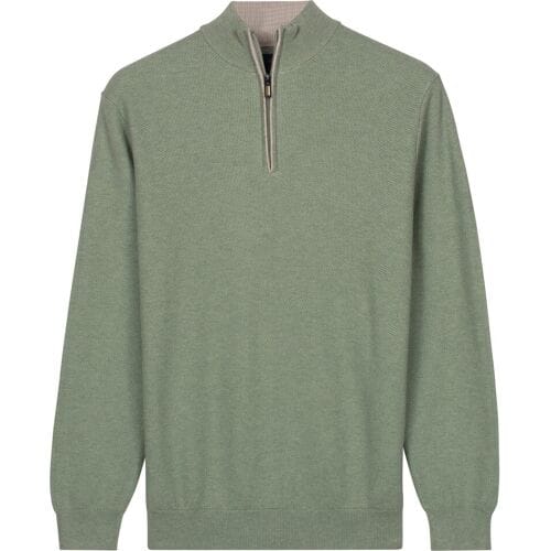 Baileys Trui Half Zip Subtle Faux-Uni Structure Knit Misty Green / male