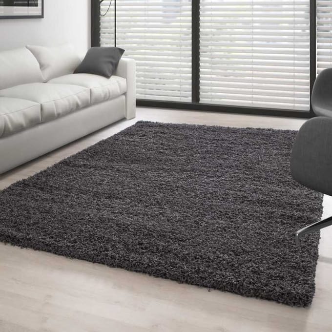 Hoogpolig vloerkleed, effen grijs 60x110