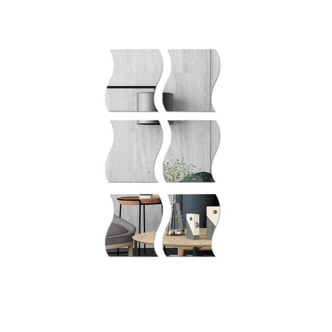 6 STKS 3D Golf Spiegel Muursticker Zelfklevend Huisdecoratie white
