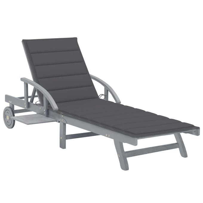 vidaXL - Ligbed - met - kussen - massief - acaciahout