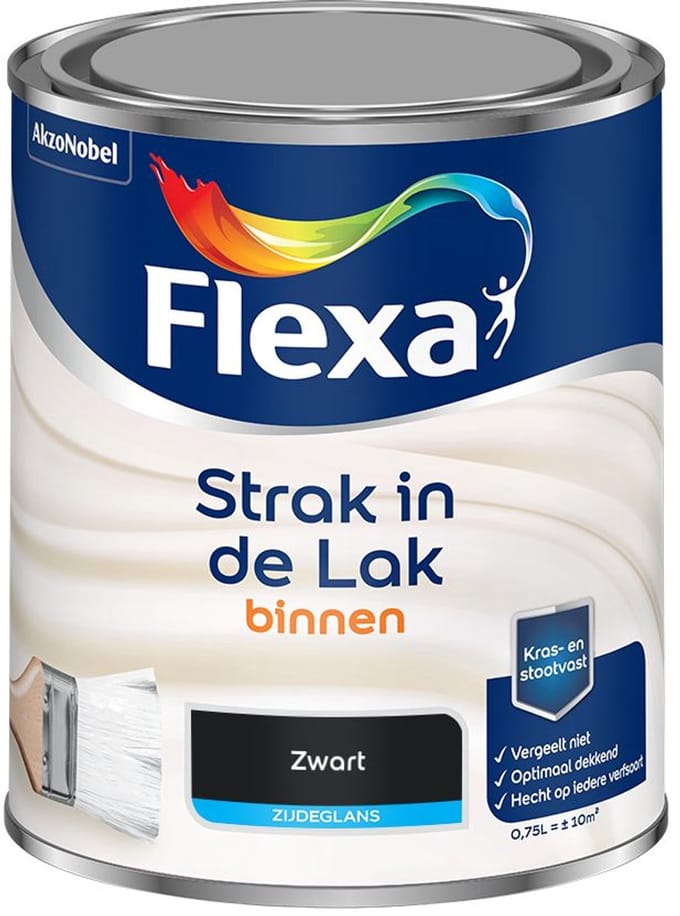 Flexa - Strak In De Lak Binnenlak Zijdeglans - Zwart - Mengverf - 750 Ml