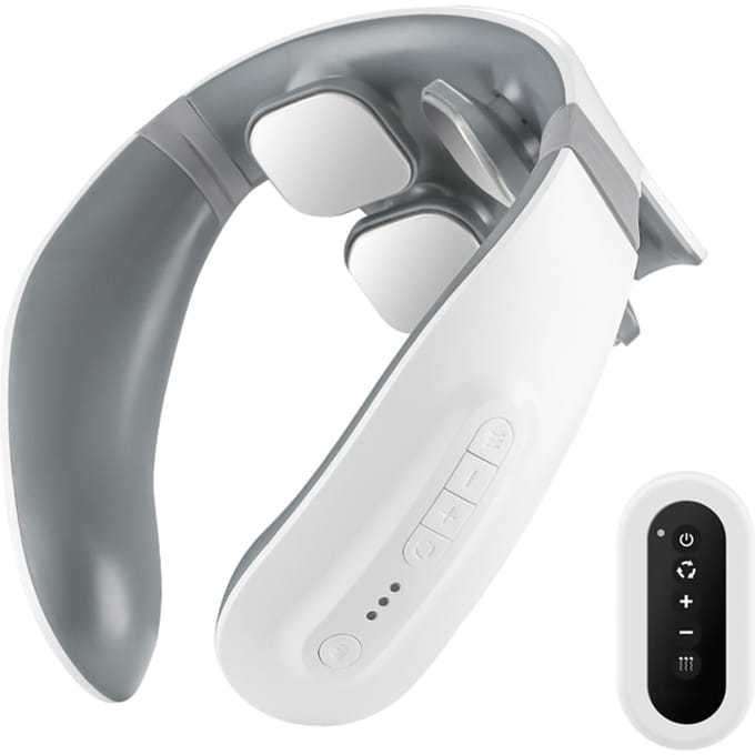Draagbare elektrische nekmassager Cervicale stimulator voor nekontspanning Pijnbestrijding Verwarmingstherapie 6 wit