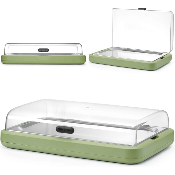 HENDI Koelvitrine GN 1/1 - polypropyleen, rvs, koelelement - 59,3x38,9x14,7 cm - groen - buffet