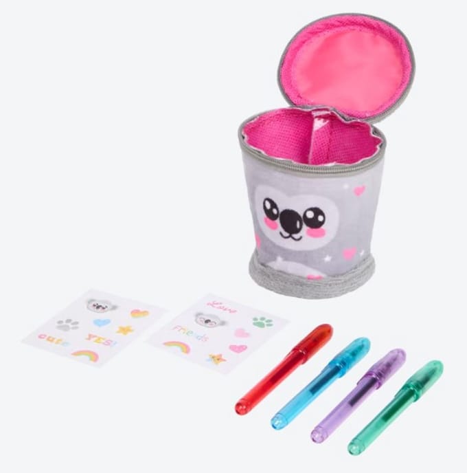 Etui-sleutelhanger Keychain pencil case 4 mini gelpens & stickers - Koala