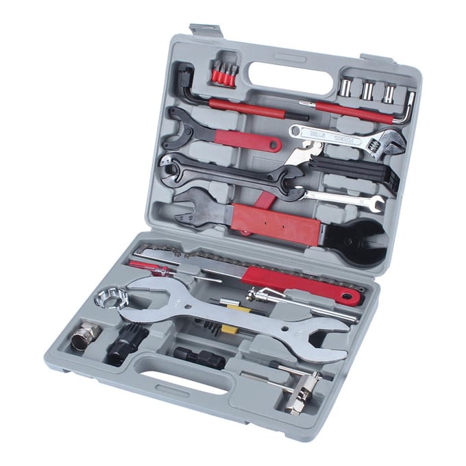 44 stuks Fietsreparatie Multi-Tools Kit Set Mountainbike Fiets Lekke Band Bandenpomp wit