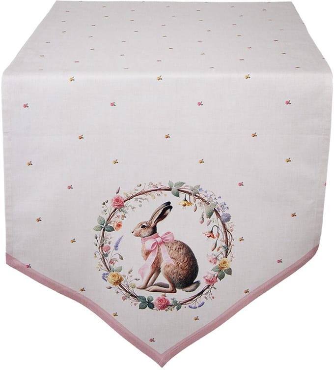 Clayre & Eef Tafelloper 50x160 cm Beige Katoen