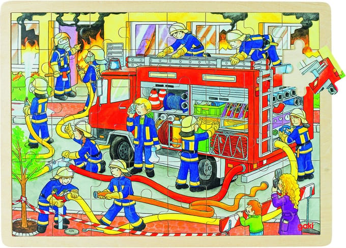 GOKI Puzzel - Brandbestrijding - 48 Stukjes - 40X30X0,8Cm - Hout - 3 Jaar