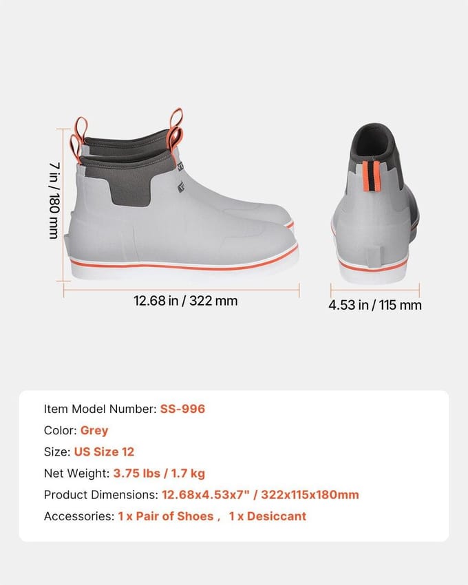 Heren Enkel Deck Boots Waterdicht Antislip Werk Regenlaarzen Maat 12 US gray