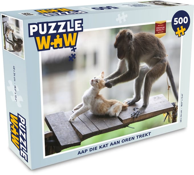 Puzzel Kat - Aap - Hout - Legpuzzel - Puzzel 500 stukjes