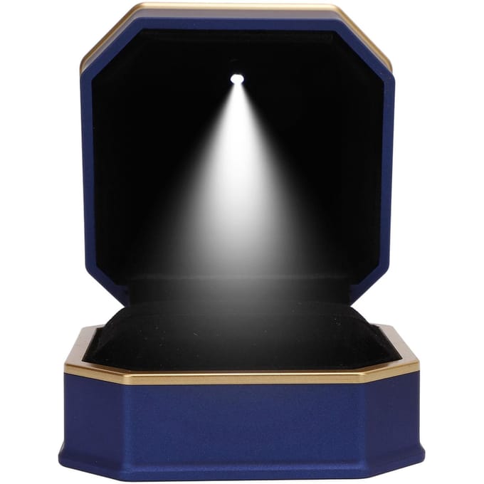 Ring Geschenkdoos met LED-licht Matte Afwerking Luxe Verlichte Sieraden Display Ringdoos voor Bruiloft black