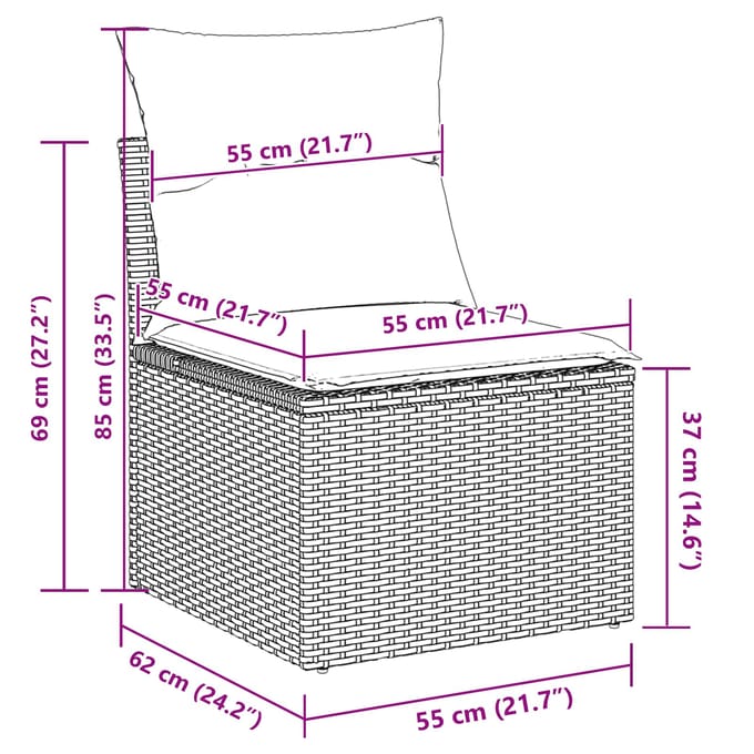 vidaXL Tuinbank Set met opslag 7 pcs Grijs poly rattan