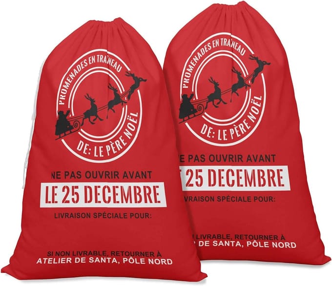 Grote Kerstcadeauzakken van Canvas met Trekkoord - Personaliseerbaar