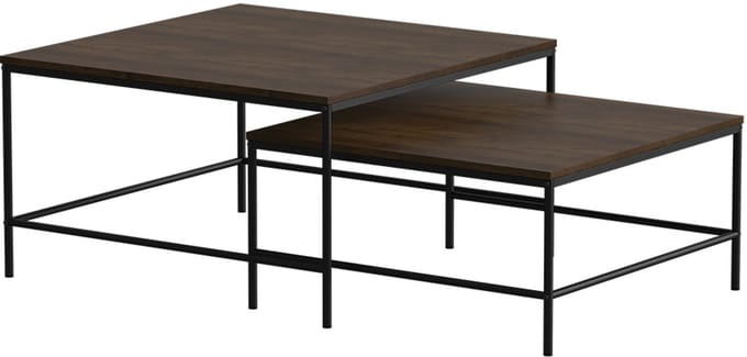 Vicco Ramio Salontafel set – 80 x 80 cm 2 delen Eiken rustiek/zwart