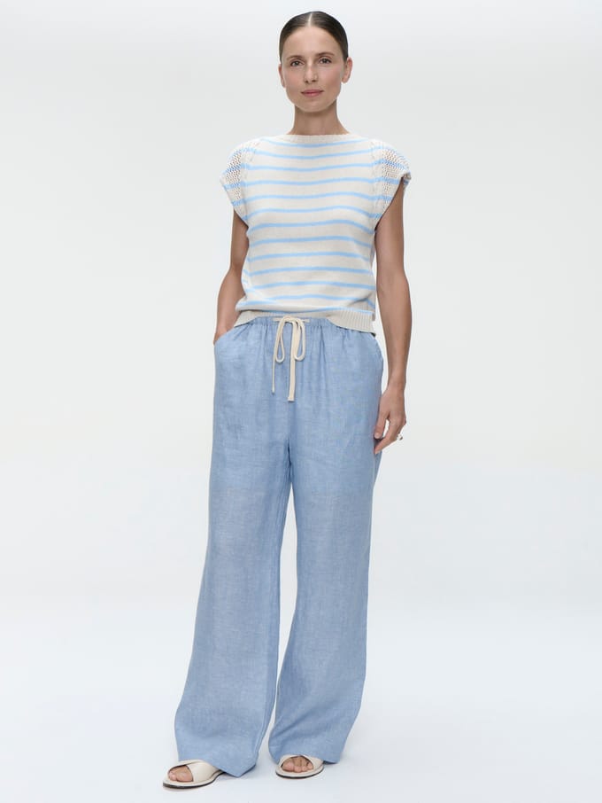 Top E26029 | Ecru Blue - Ecru Blue / S