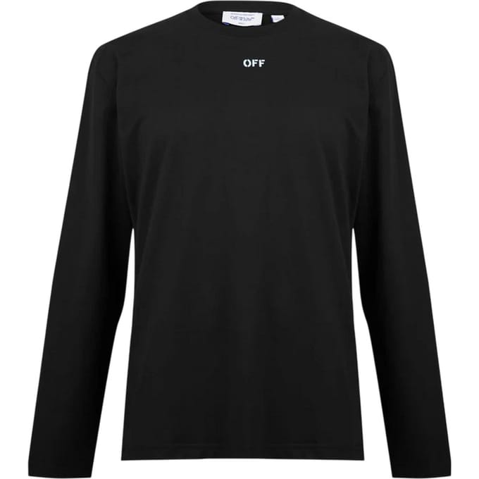 Off White Katoenen Crew Neck Regular T-shirt Heren (Zwart/Aqua)