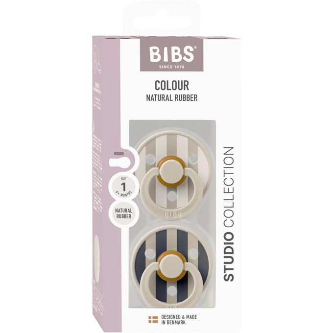 BIBS Pacifier Studio Colour Block Latex Size 1 Sand Mix 2 st