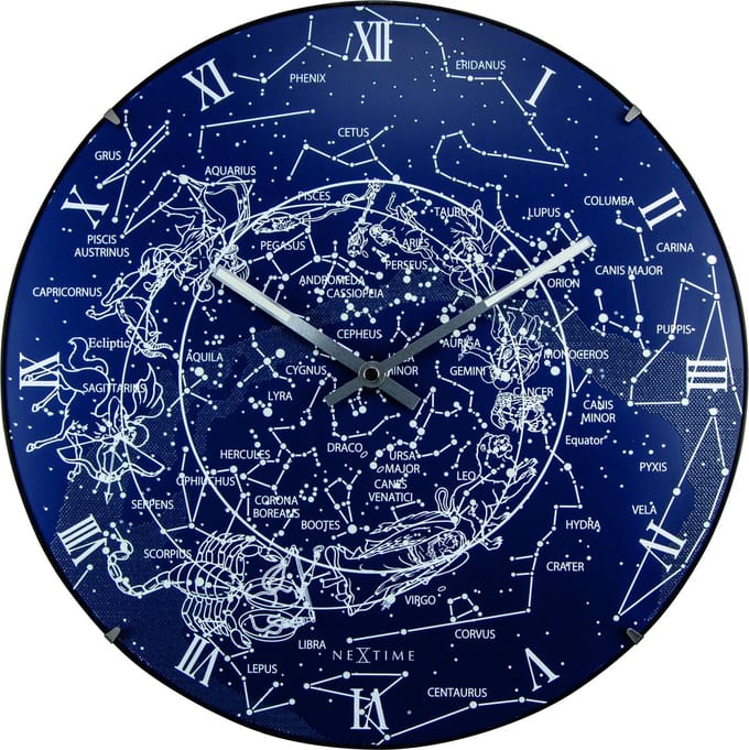 NeXtime Milky Way Dome – Wandklok – 35 cm – Bol Glas – Wit