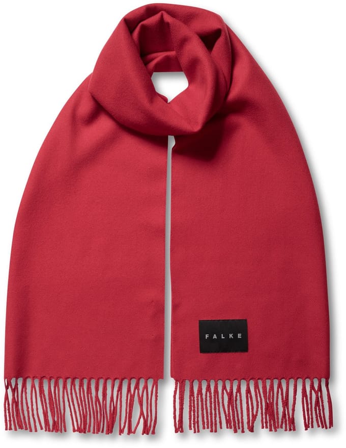 FALKE Basic Stola With Fringes sneldrogend warm wol wintersjaal unisex rood - maat ONESIZE